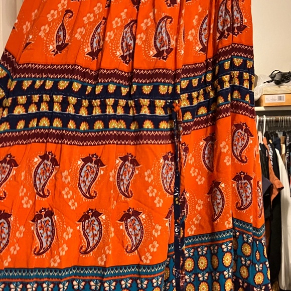 Umgee Orange and Navy Patterned Maxi Dress - Picture 8 of 10